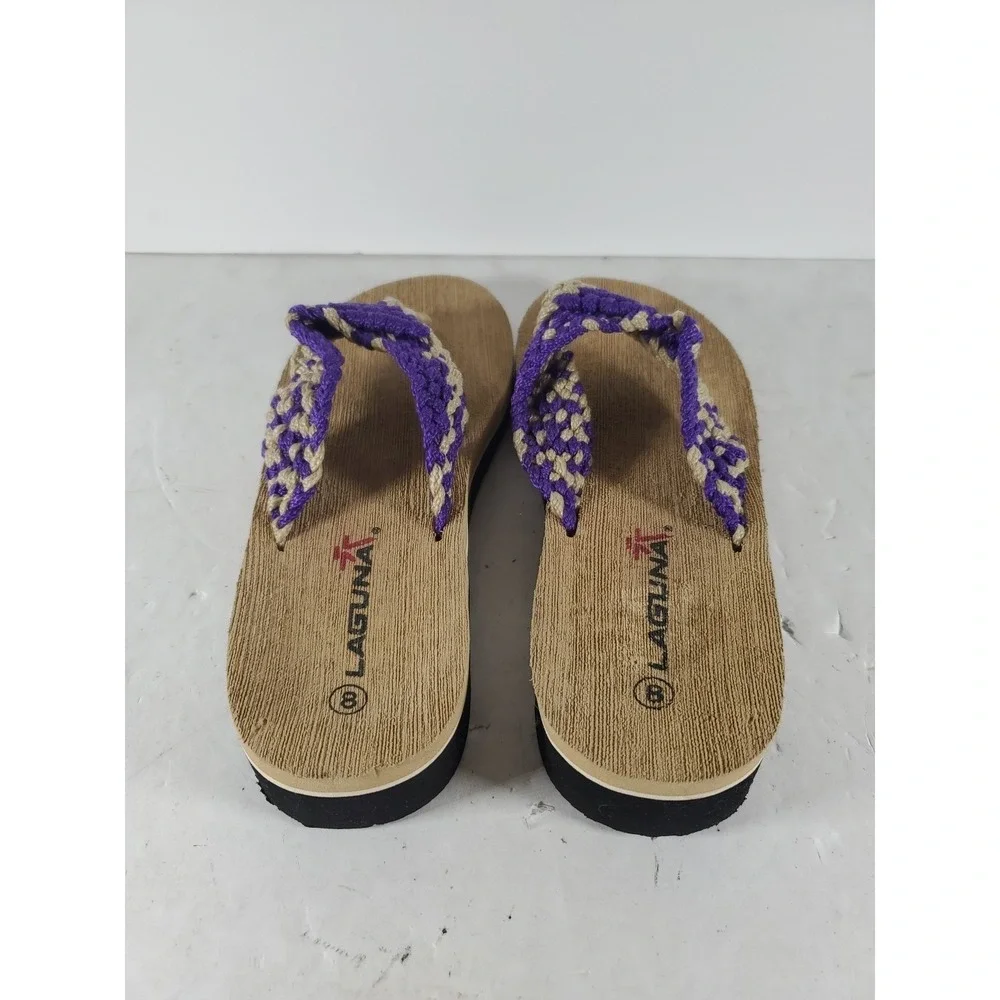 Laguna Sandal Womens S 8 Tan Thong Slip On‎ Wedge Flip Flop Casual Comfort